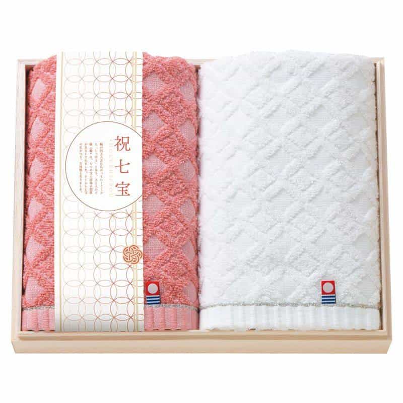 祝七宝 フェイスタオル２Ｐ（国産木箱入）