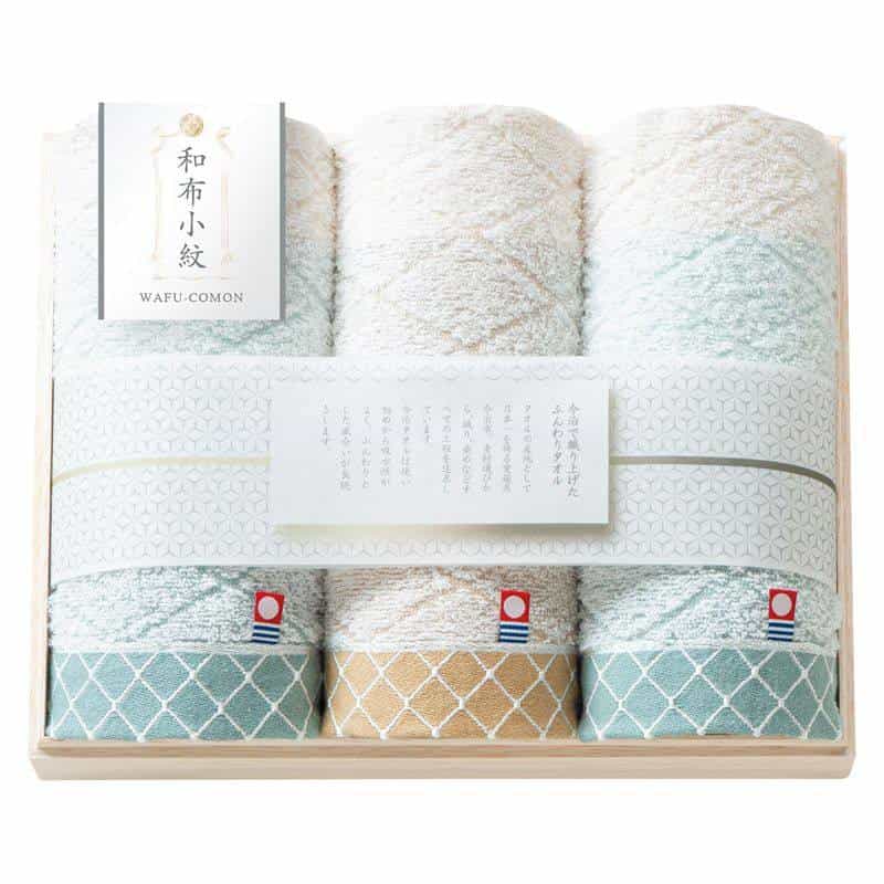 和布小紋【ｍｏｄｅｒｎ】 フェイスタオル３Ｐ（国産木箱入）