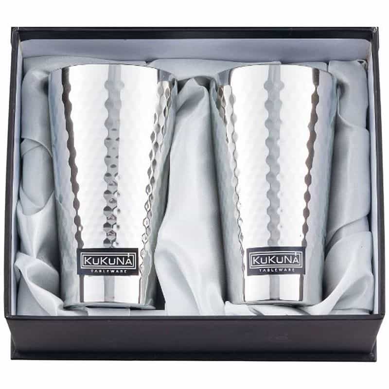 ステンレスタンブラー３５０ｍｌ２客セット（ミラー、槌目仕上げ）　(1100027325)